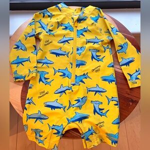 Yellow Shark Print Baby Romper